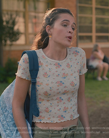 Cece's floral print ruffle top on Sweet Magnolias