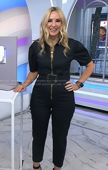 Chassie’s black belted jumpsuit on Today