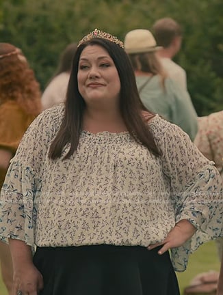 Dana's white floral blouse on Sweet Magnolias