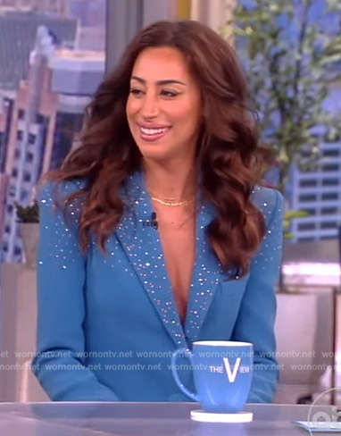 Danielle Jonas's blue embellished blazer on The View
