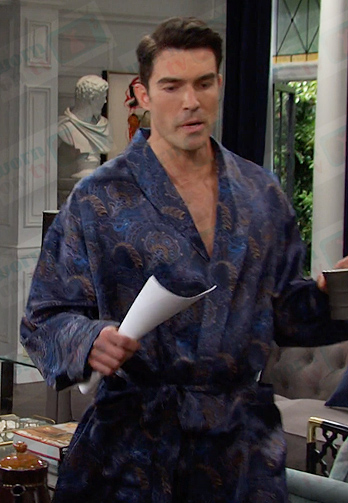 Dimitri's blue paisley print robe on Days of our Lives