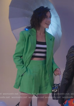 Drea's green two button blazer on Grown-ish