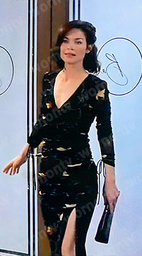 Elizabeth's printed v-neck dress on General Hospital