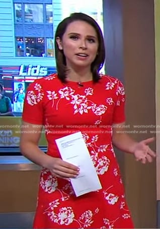Elizabeth's red floral print dress on Good Morning America