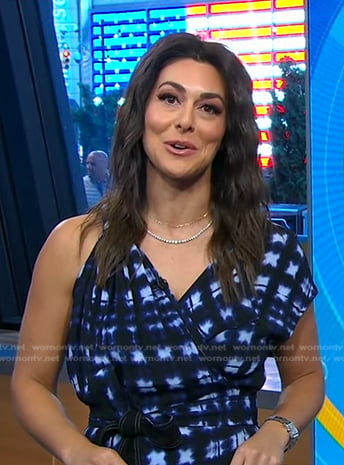 Erielle's blue plaid asymmetric top on Good Morning America