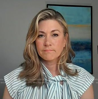 Erika Edwards's striped tie neck top on NBC News Daily