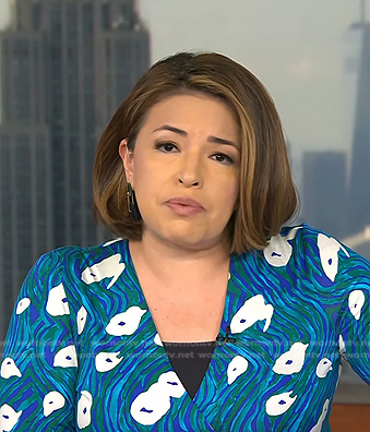 Gilma Avalos's blue printed wrap dress on Today