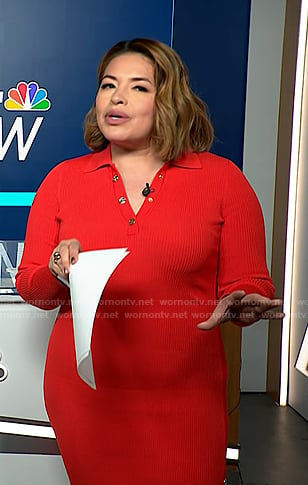 Gilma Avalos's red polo dress on NBC News Daily