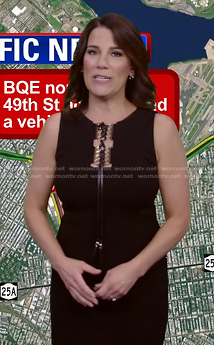 Heather's black lace-up tie neck dress on Good Morning America