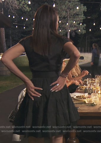 Heather's black ruffle mini dress on The Real Housewives of Orange County