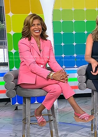 Hoda's pink double breasted blazer and cropped pants on Today