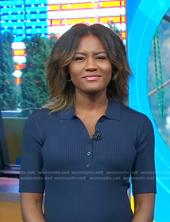 Janai's navy ribbed polo dress on Good Morning America