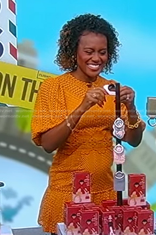Janai's orange eyelet dress on Good Morning America