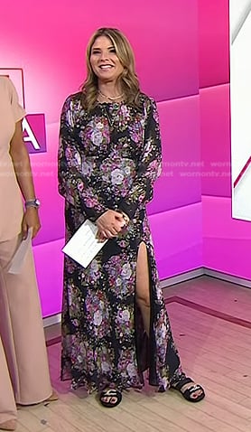 Jenna's black floral slit maxi dress on Today