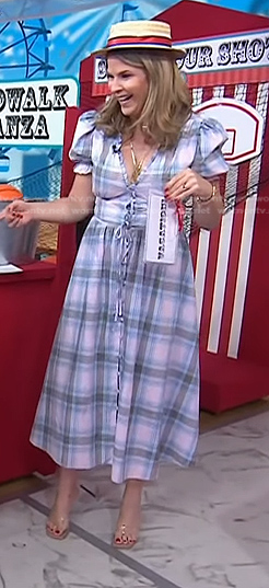 Jenna's blue and pink plaid tie front dress on Today