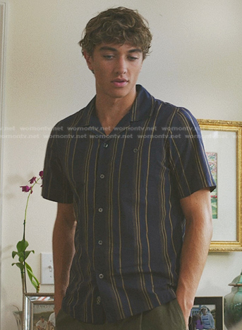 Jeremiah's navy striped camp shirt on The Summer I Turned Pretty