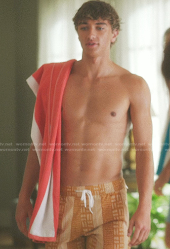 Jeremiah's orange print swim shorts on The Summer I Turned Pretty