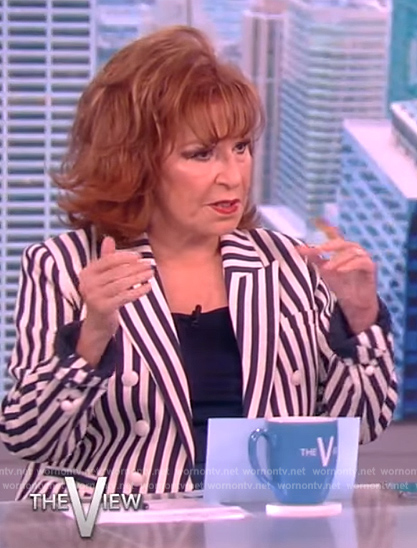 Joy's stripe double breasted blazer on The View