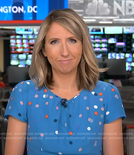 Julia Ainsley's blue polka dot dress on NBC News Daily