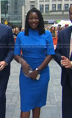 Jummy Olabanji's blue gathered short sleeve dress on Today