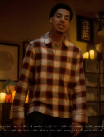 Junior's red check print shirt on Grown-ish