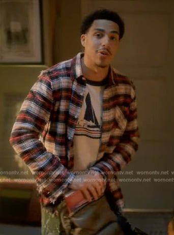 Juniors distressed flannel shirt on Grown-ish