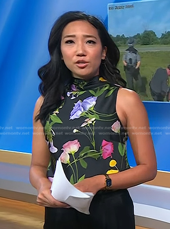 Kathy Park's black floral sleeveless top on Today