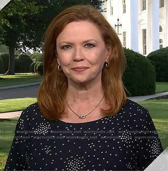 Kelly O'Donnell's navy dot print top on Today