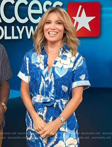 Kit's blue floral print romper on Access Hollywood