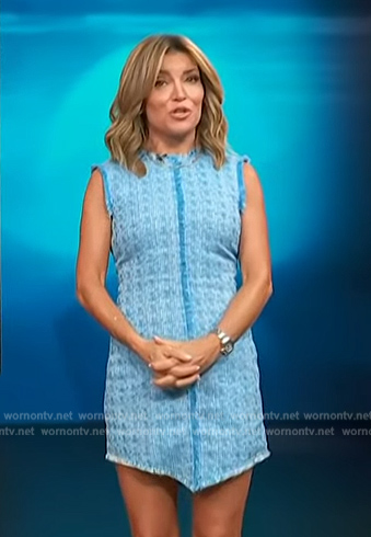 Kit's blue tweed mini dress on Access Hollywood
