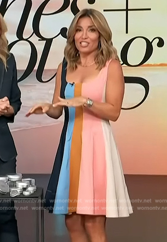 Kit's striped square neck mini dress on Access Hollywood