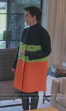 Kris's colorblock coat on The Kardashians