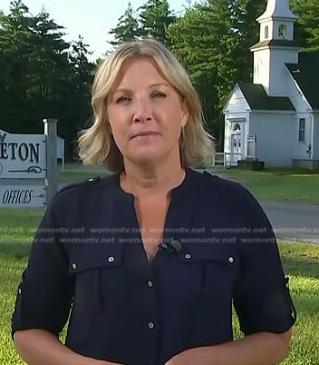 Kristen Dahlgren's navy roll-up sleeve top on Today