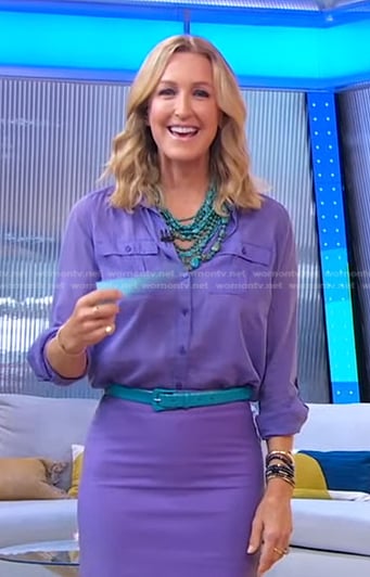 Lara's purple button down blouse on Good Morning America