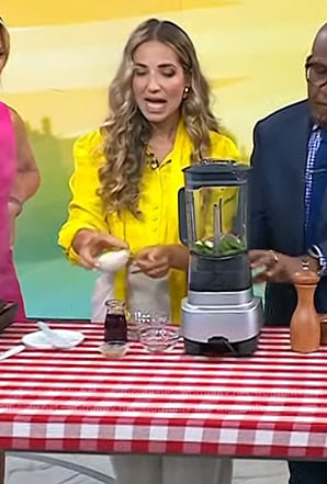 Laura Vitale's yellow tie neck blouse on Today