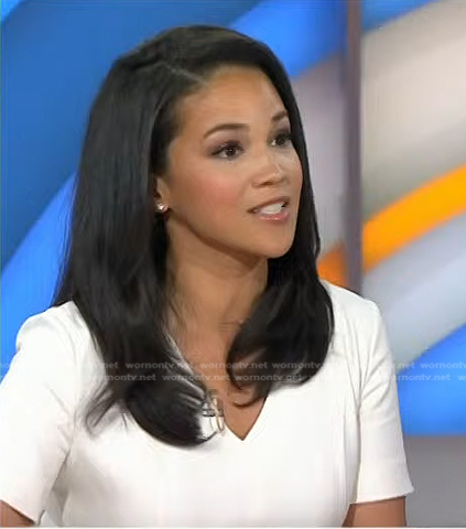 Laura Jarrett's white v-neck dress on Today
