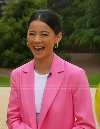 Leah Lewis's pink blazer on Access Hollywood