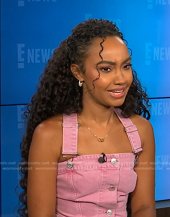 Leigh-Anne Pinnock's pink button front denim top on E! News