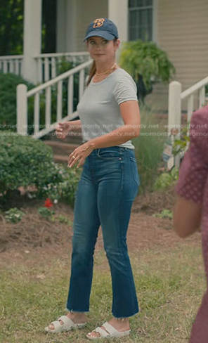 Maddie’s raw frayed hem jeans on Sweet Magnolias