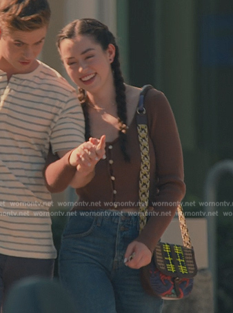 Annie's brown ribbed cardigan on Sweet Magnolias