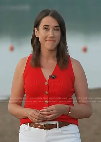 Maggie Vespa's red ribbed vest on Today