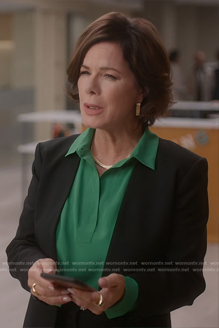 Margaret's green collared blouse on So Help Me Todd