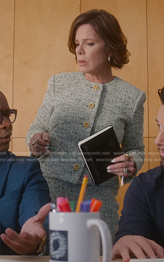 Margaret's green tweed jacket and skirt on So Help Me Todd