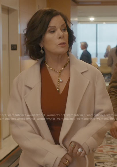 Margaret's long wool coat on So Help Me Todd