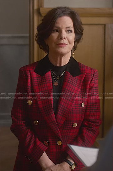 Margaret's red plaid blazer on So Help Me Todd