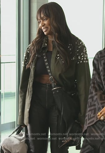 Marlo's green embellished jacket on The Real Housewives of Atlanta