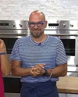 Michael Symon's blue striped tee on Today