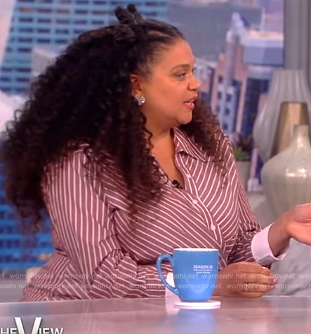 Michelle Buteau's striped wrap dress on The View