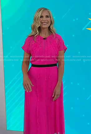Misty Belles's pink ruffle chiffon dress on Today