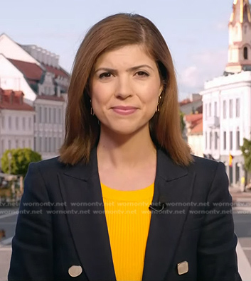Monica Alba's navy double breasted blazer on NBC News Daily